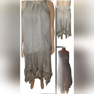 Vintage Donna Vinci 2 piece grey, flowy skirt set size M